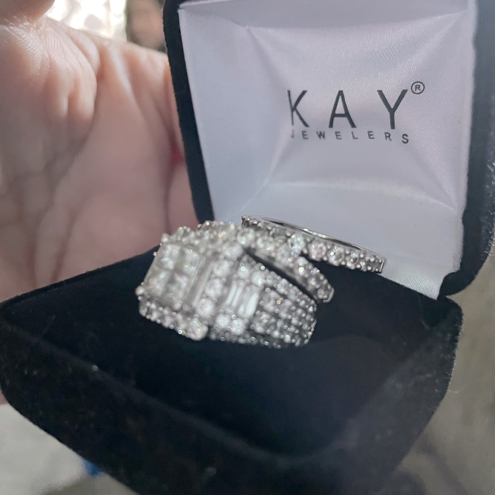 14k white gold wedding set
